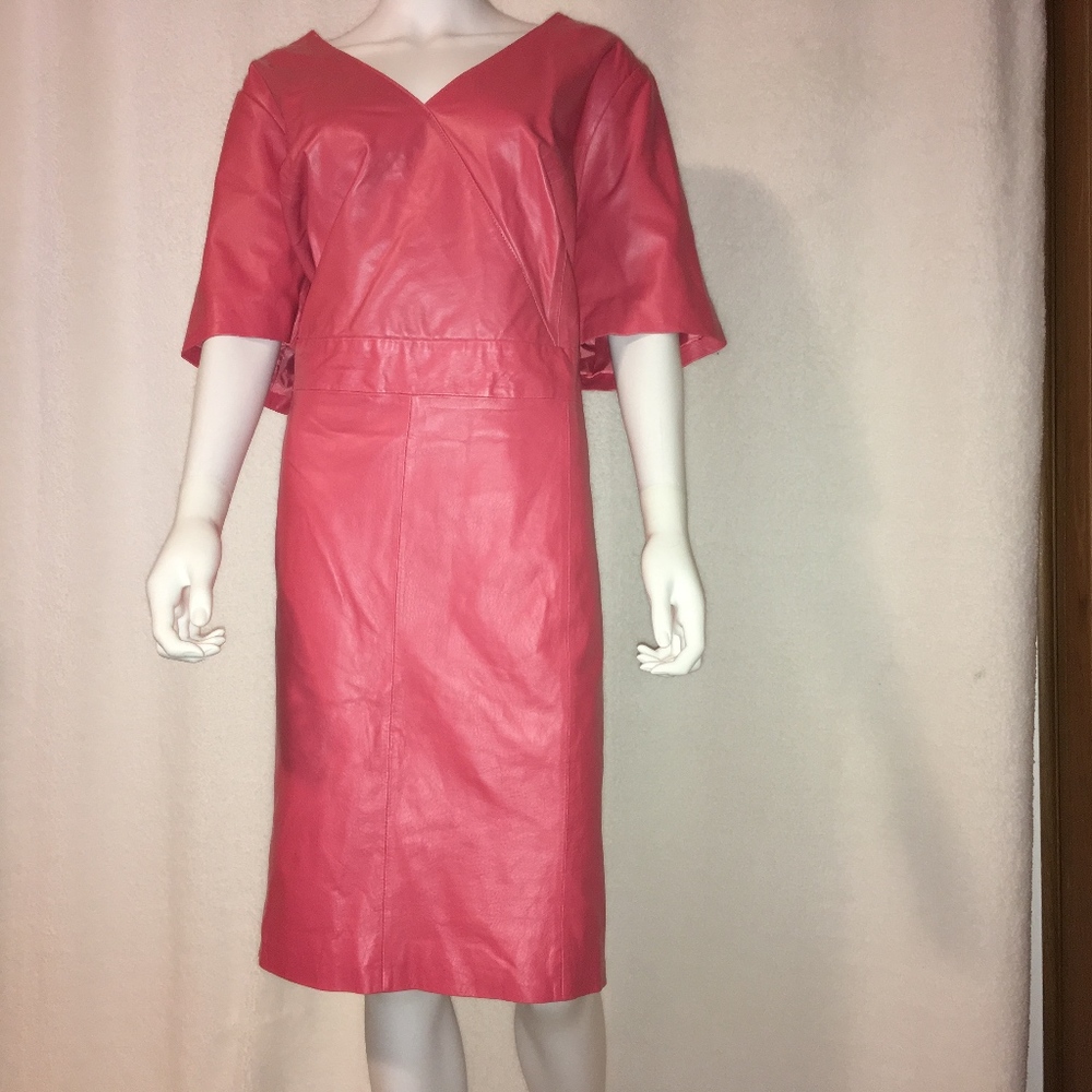 🔥FS🔥. JESSICA LONDON PINK LEATHER SLEEVED DRESS